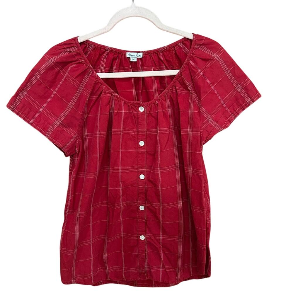 Steven Alan Red Cotton Blouse - Cottagecore Style - Medium